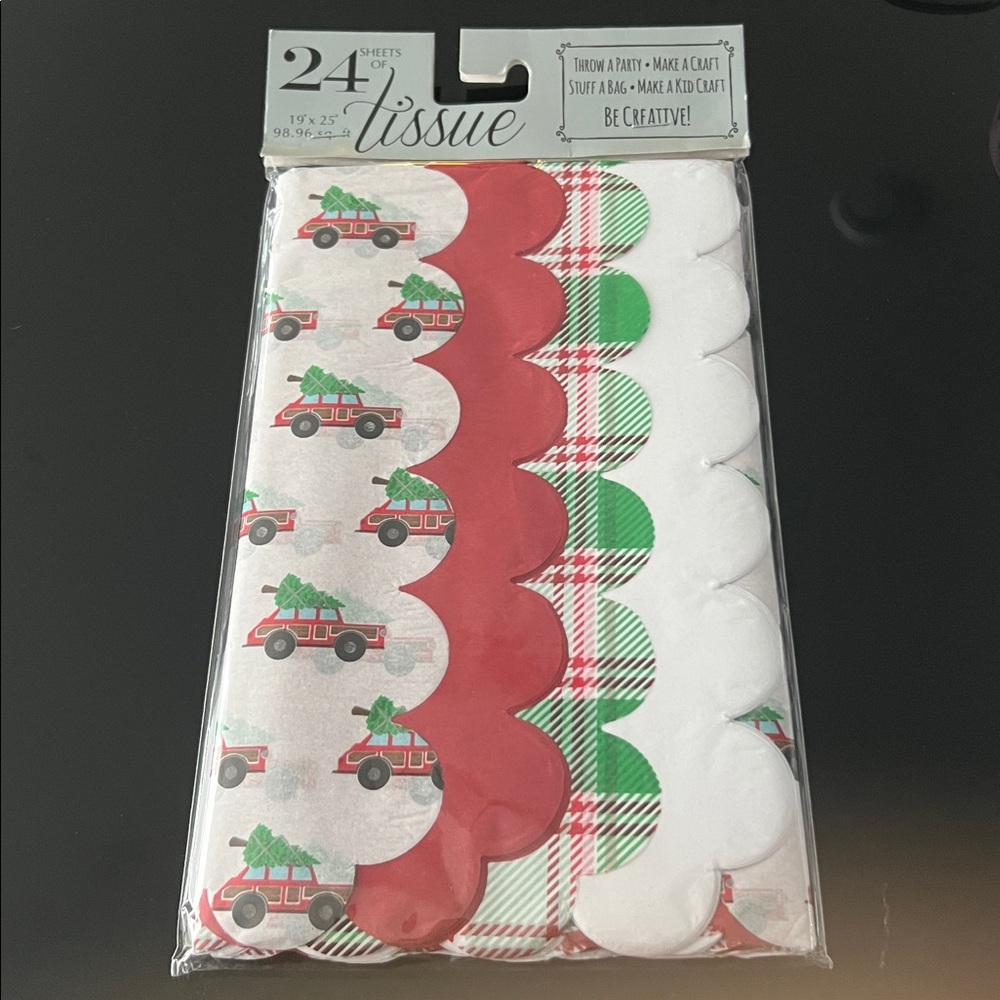 🎅🏼24 Sheets Tissue Paper Exclusive Scalloped Edge Papier de soie 19"x25"in